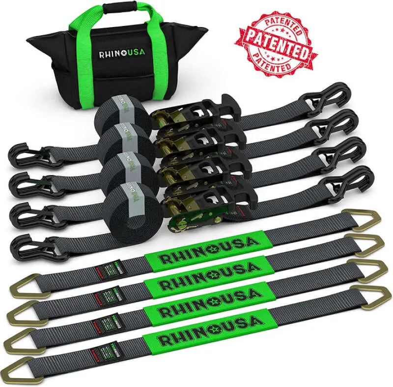 Rhino Usa Heavy Duty Vehicle Tie Down Kit - Black | 2In-Hdkit 1