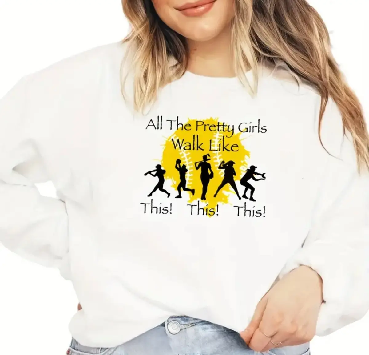 All The Pretty Girls Walk Like This Softball Sweatshirt & Tee (Youth) 6