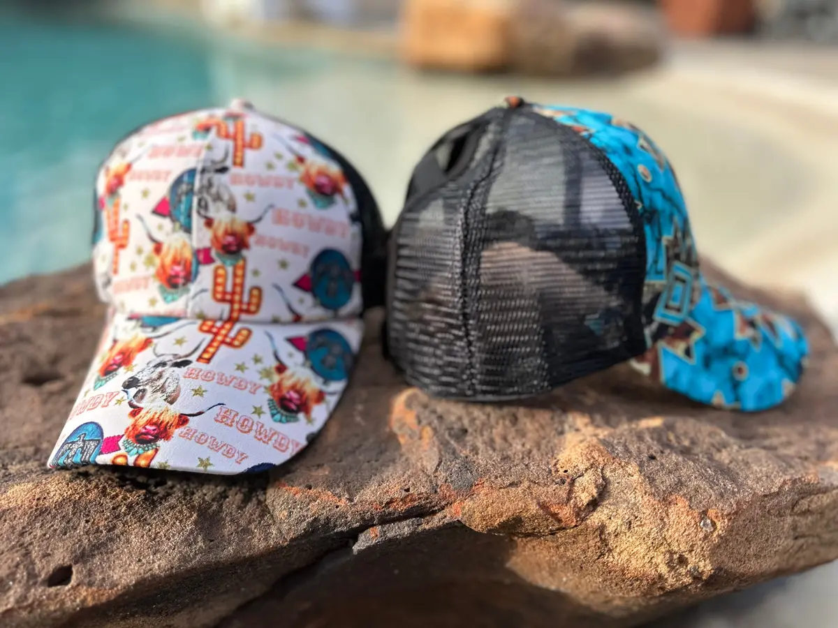 Western Style Criss Cross Ponytail Baseball Hats 1