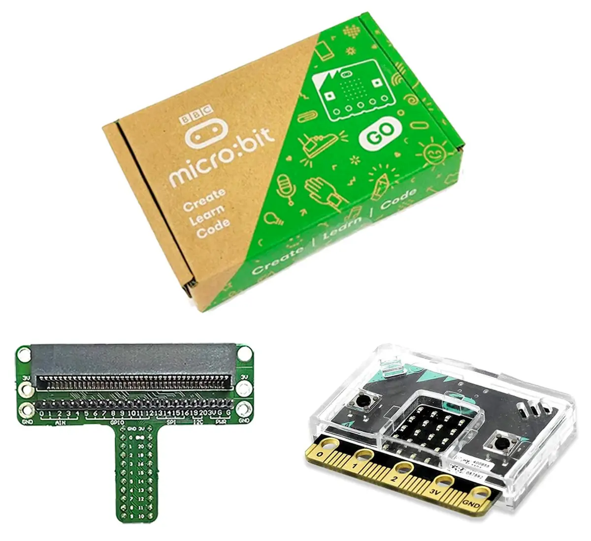 Bbc Micro:Bit V2 Kit With Micro:Bit Breadboard Adapter And Micro:Bit V2 Case (Clear) 1