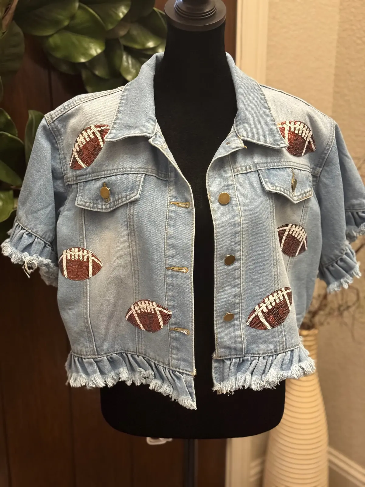 Sequined Football Denim Jacket 2