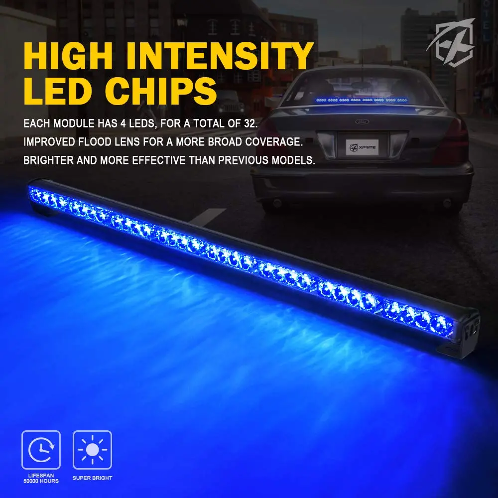 35.5" Inch 32 Led Strobe Emergency Traffic Advisor Warning Light Bar For Firefighter Vehicles Trucks Cars 2