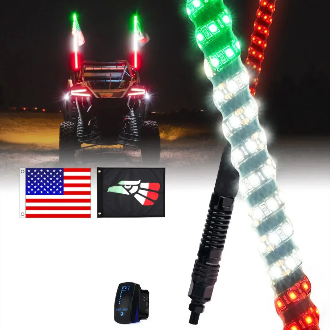 Spiral Static Led Whip Light With Eagle Mexico Flag 1