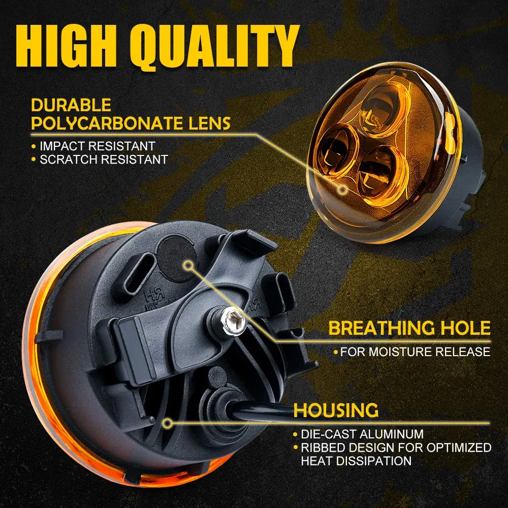 Amber Led Turn Signal Lights For 07-18 Jeep Wrangler Jk | Trio Series 2