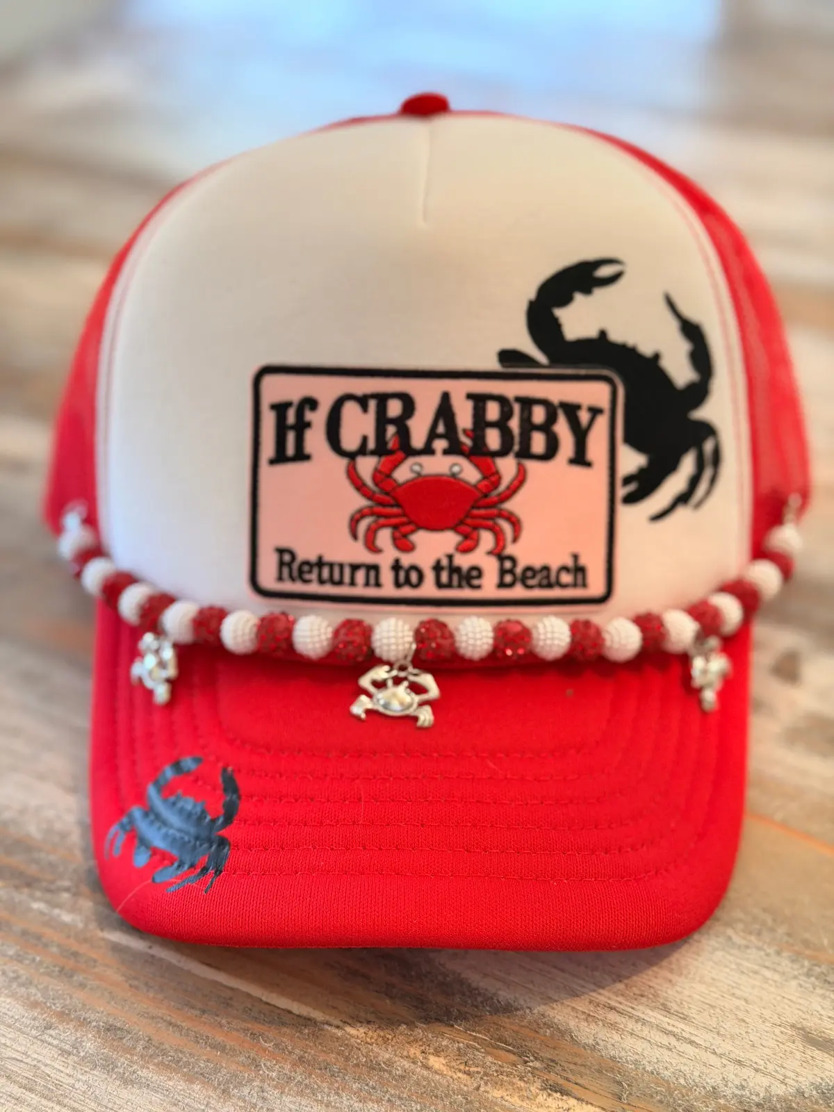 If Crabby Return To The Beach Trucker Hat 1