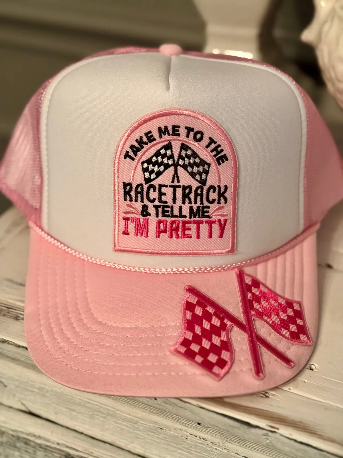 Take Me To The Racetrack Trucker Hat 1