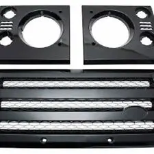 New Defender Xs Front Grille & Headlamp Surround Black With Silver Mesh - Da1968 1