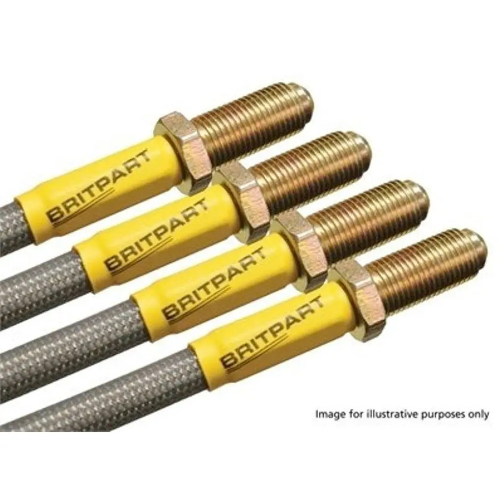 Defender 90 +150Mm Extended Brake Hoses Stainless Steel Set Da2400150s 1