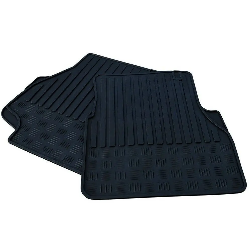 Front Black Rubber Floor Mat Set Pair 1