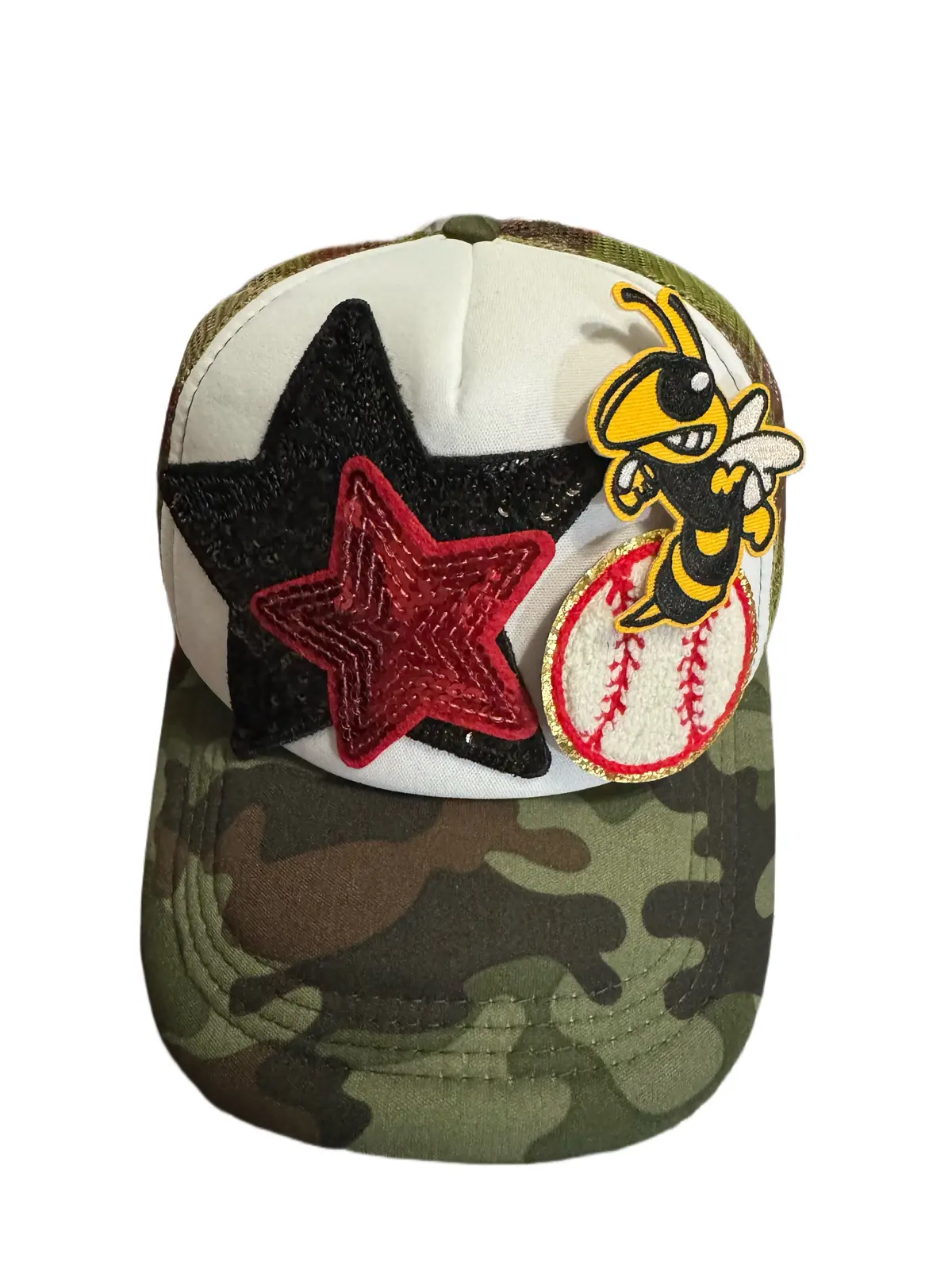 Hornets Yellowjackets Camo Trucker Hat (Various Sports) 1