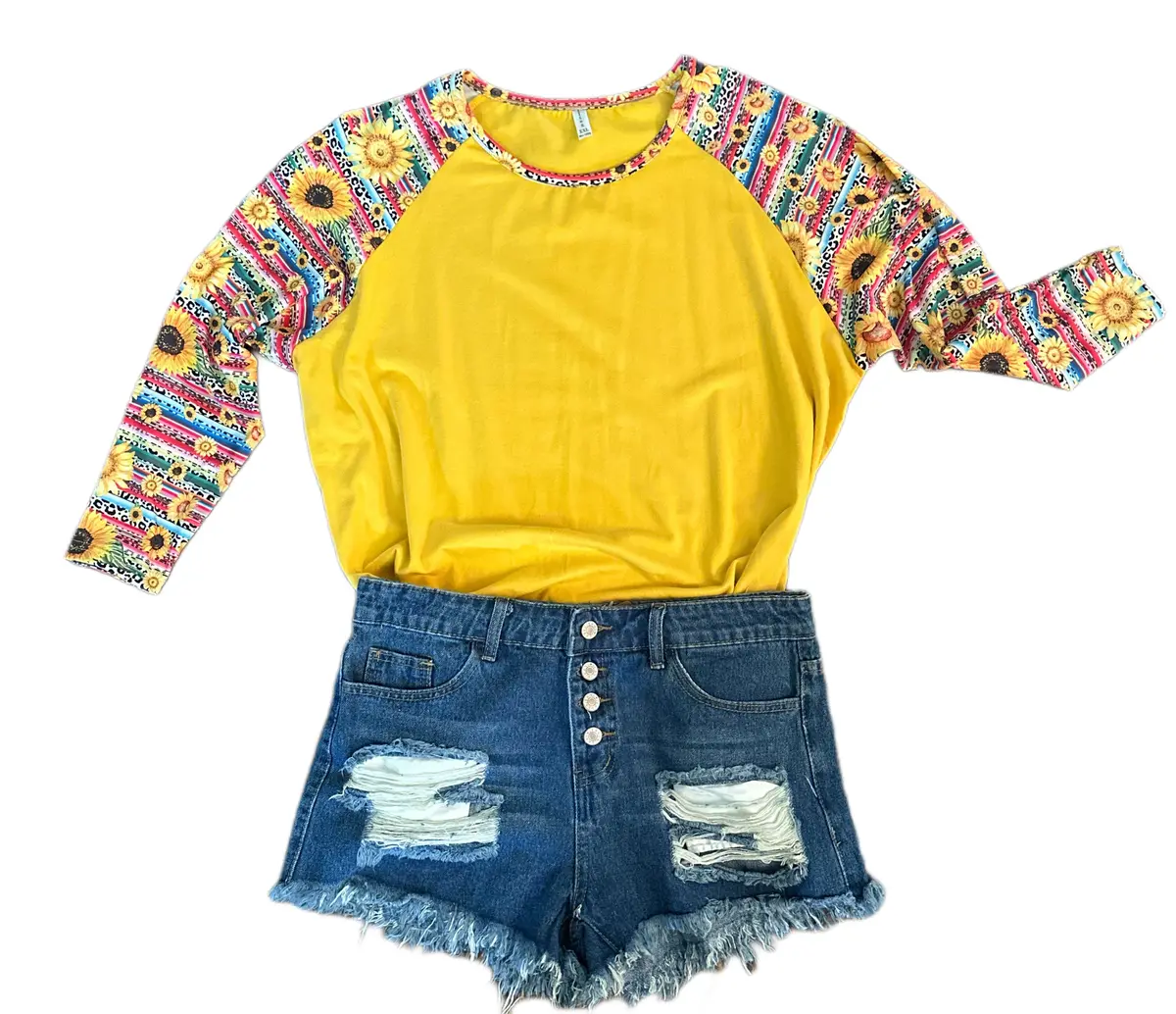 Serape Sunflower Cheetah Yellow Top 1