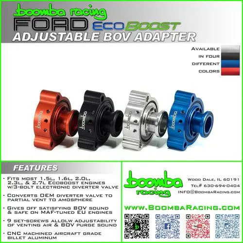 Boomba Racing 3.0L Adjustable Blow Off Valve Adapter For Ford Bronco Raptor & Ranger Raptor - Red 2