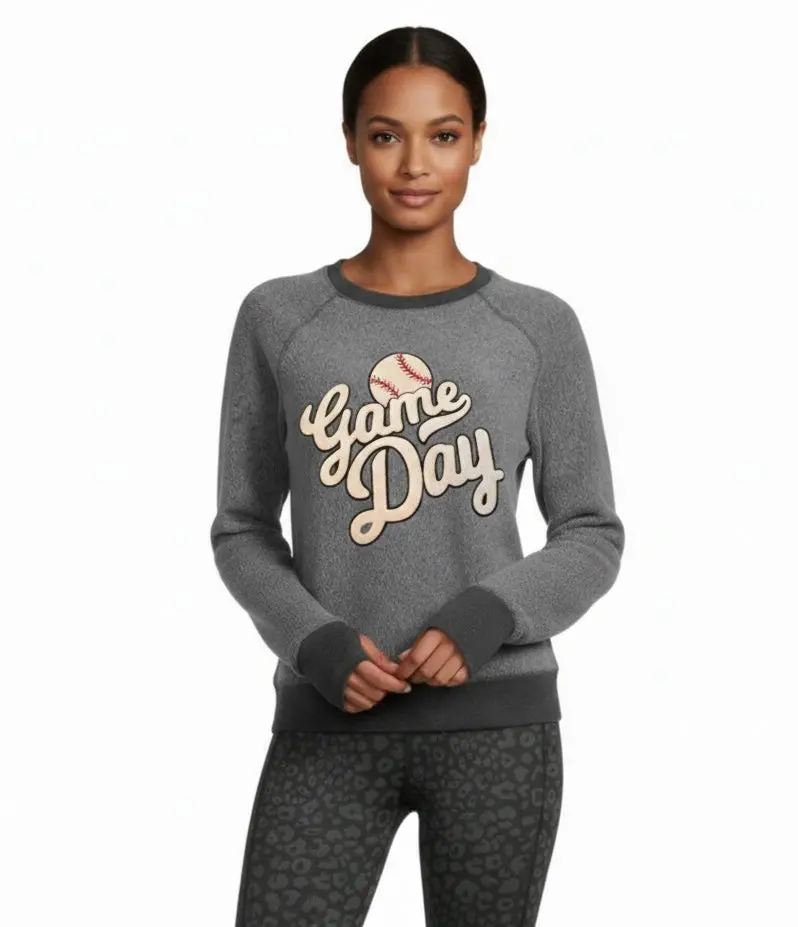 Fleece Baseball Game Day Pullover Sweatshirt 1