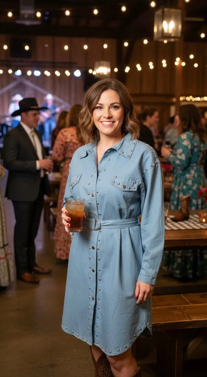 Simply Riveted Denim Dress 1
