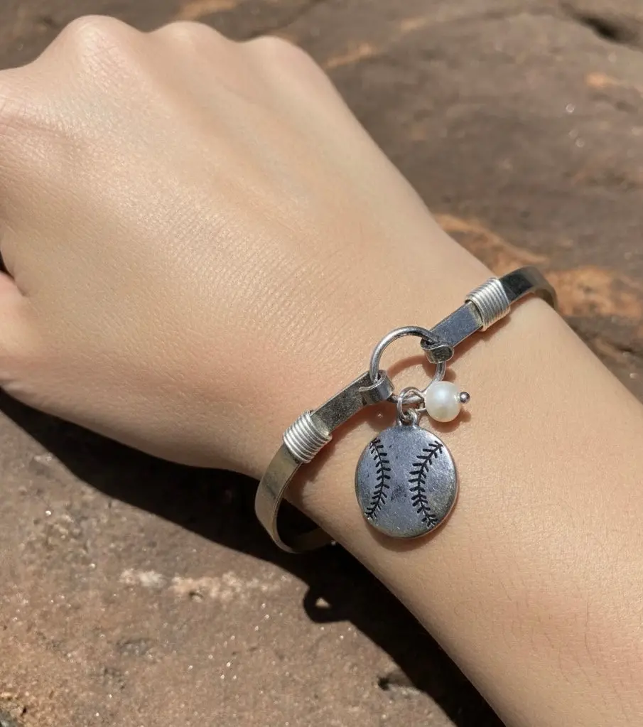 Baseball Softball Pearl Charm Bracelet 1