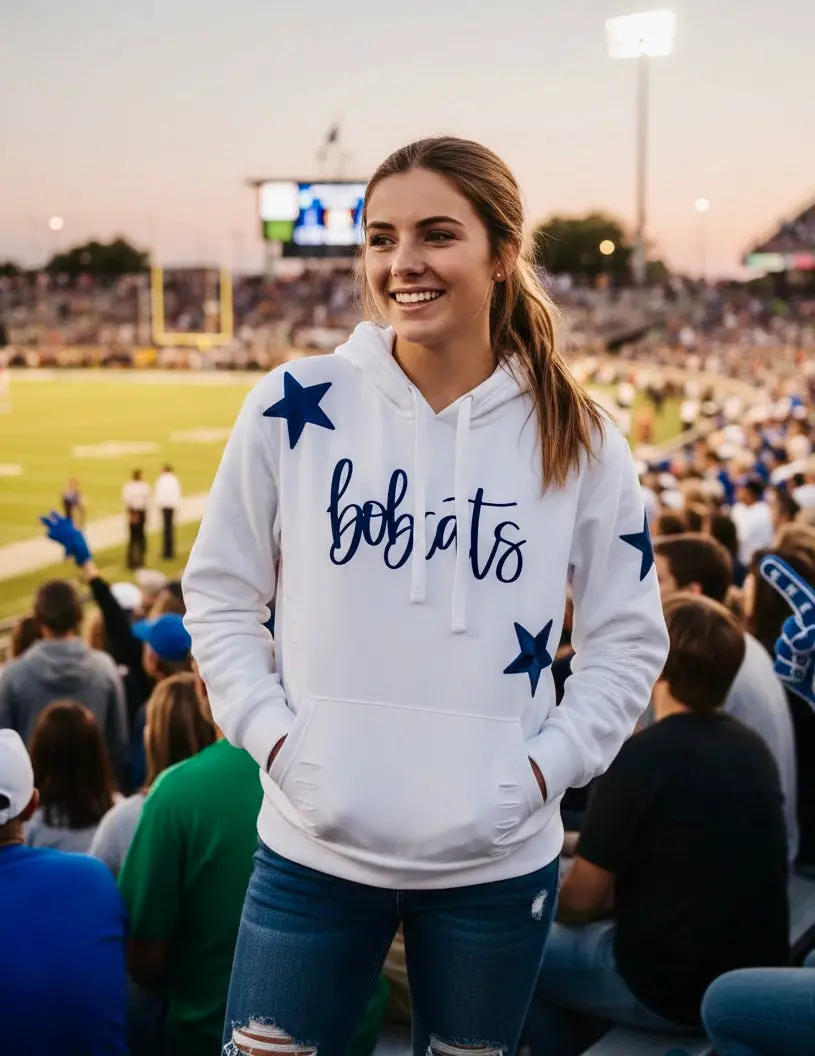Bobcats & Stars Distressed Hoodie 1