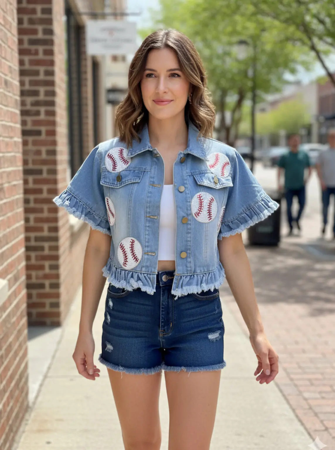 Sequined Baseball Denim Jacket 2