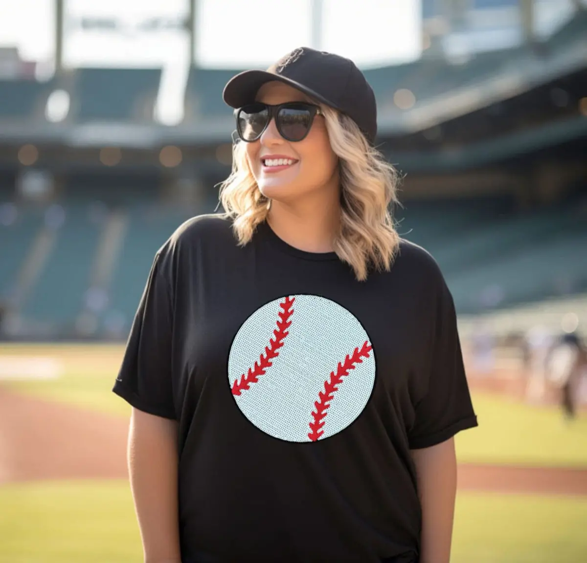 Sequin Baseball Patch Tees 4