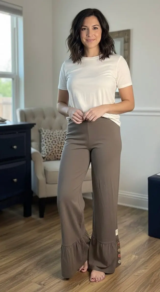 Button Up Boho Yoga Pants 1