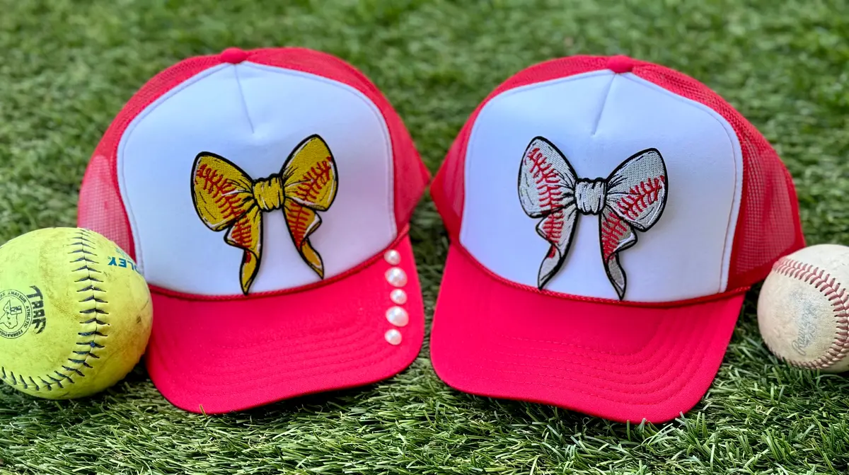 Baseball & Softball Bow Patch Trucker Caps 1