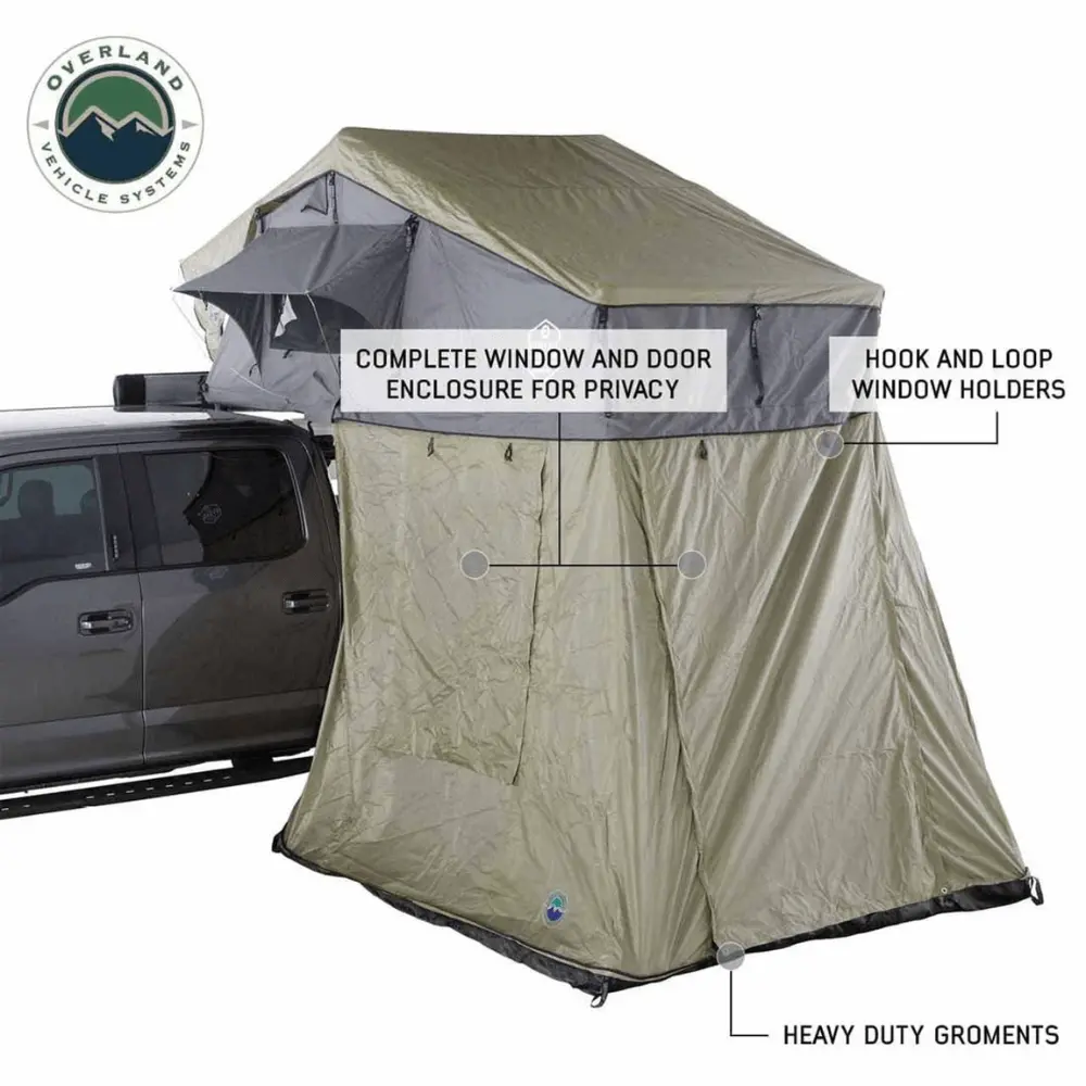 Hd Nomadic 4 Roof Top Tent Annex Green Base With Black Floor & Travel Cover 1