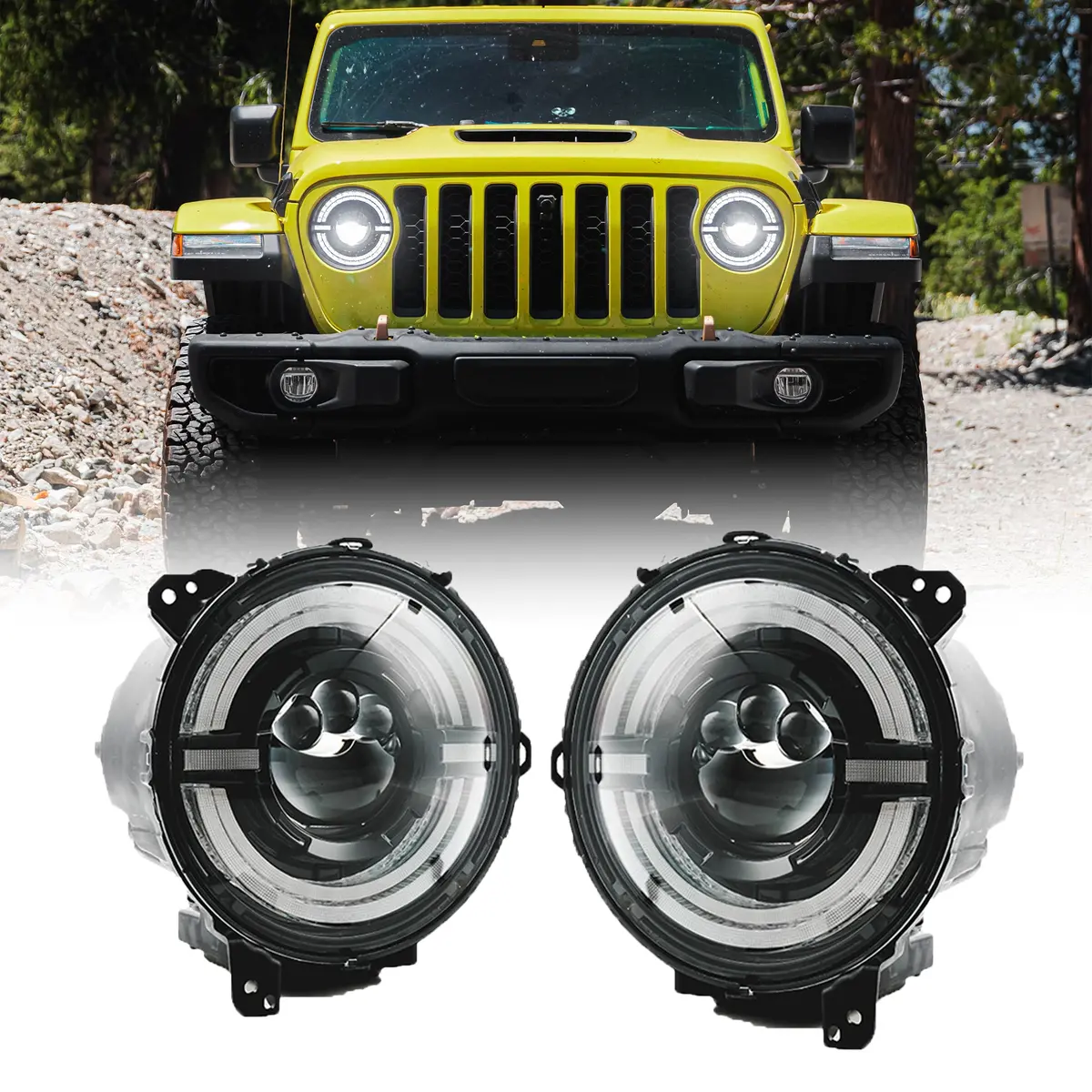 9 Inch Jeep Led Halo Headlights For Jeep Wrangler Jl & Gladiator Jt 1