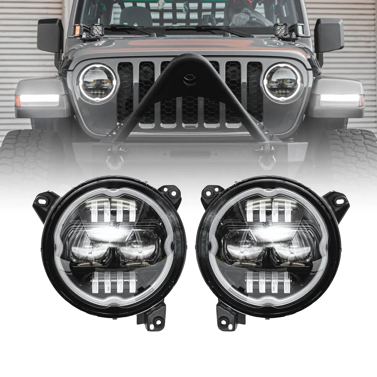 9" Halo Headlights For 2018-2024 Jeep Wrangler & 2020-2024 Gladiator 1
