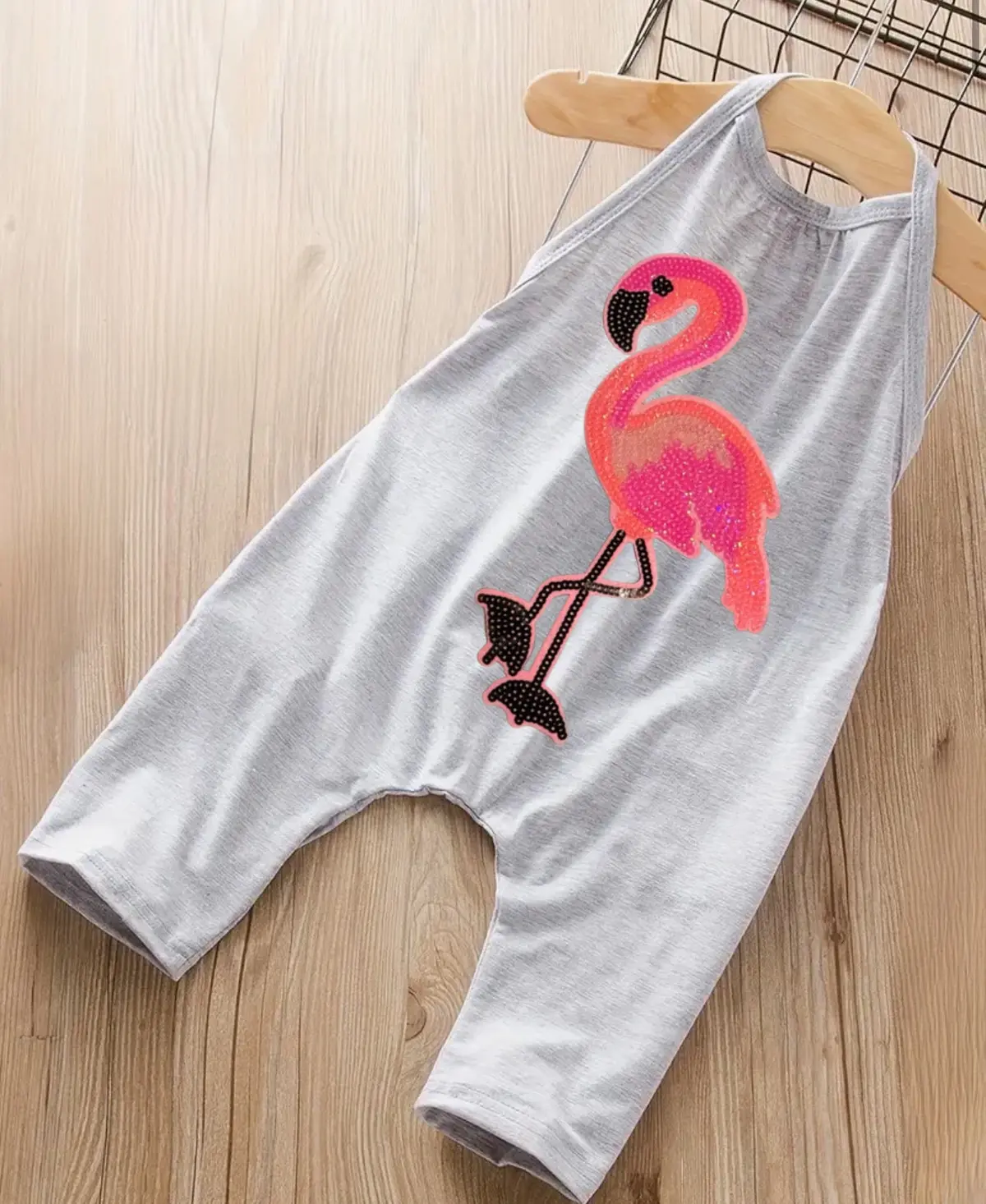 Girls Sequined Patch Romper (Flamingo Or Puppy Dog) 1