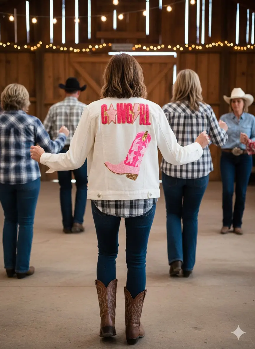 Cowgirl Patched Denim Jacket 1