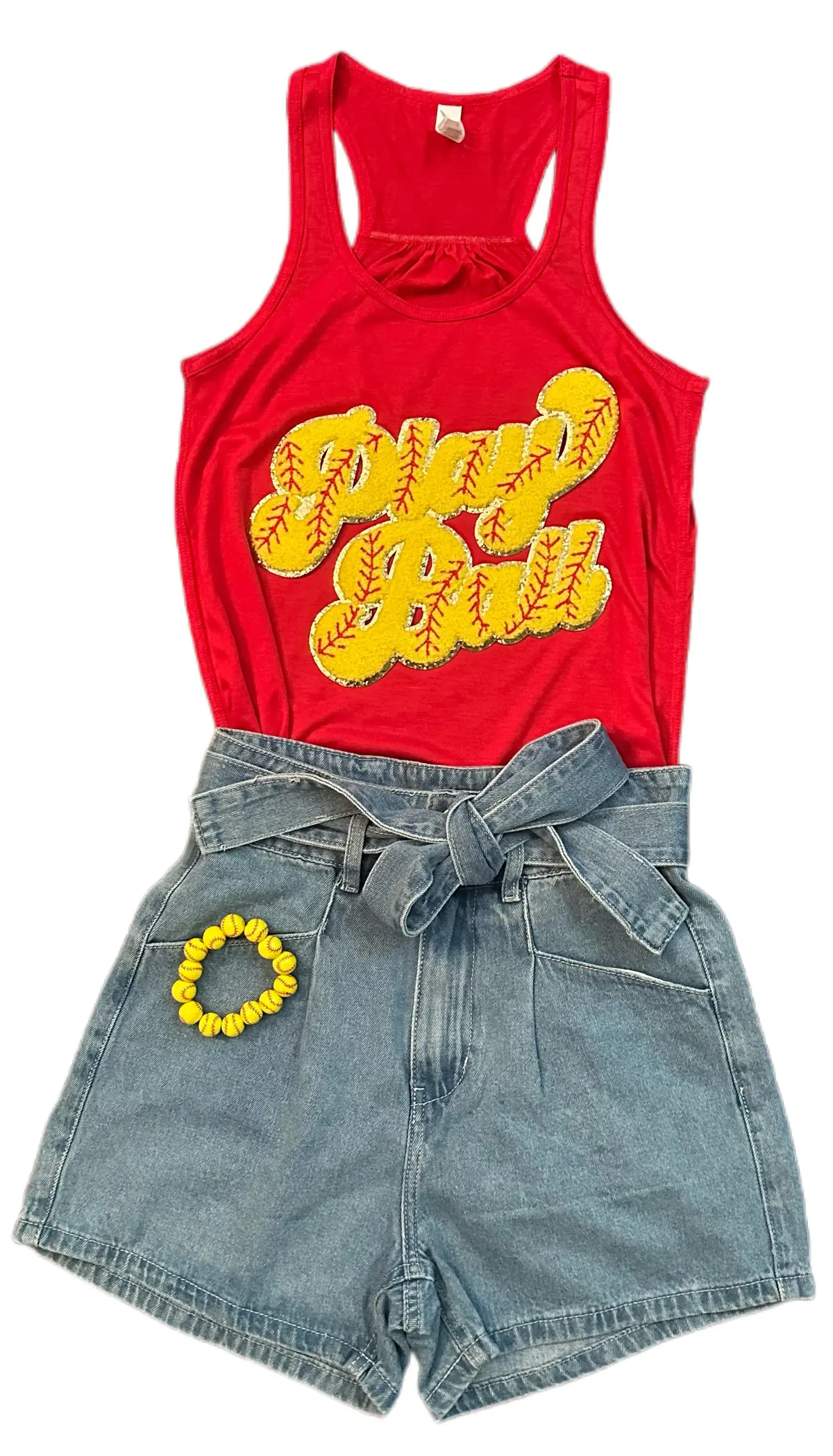 Chenille Softball Play Ball Tanks & Tees 3
