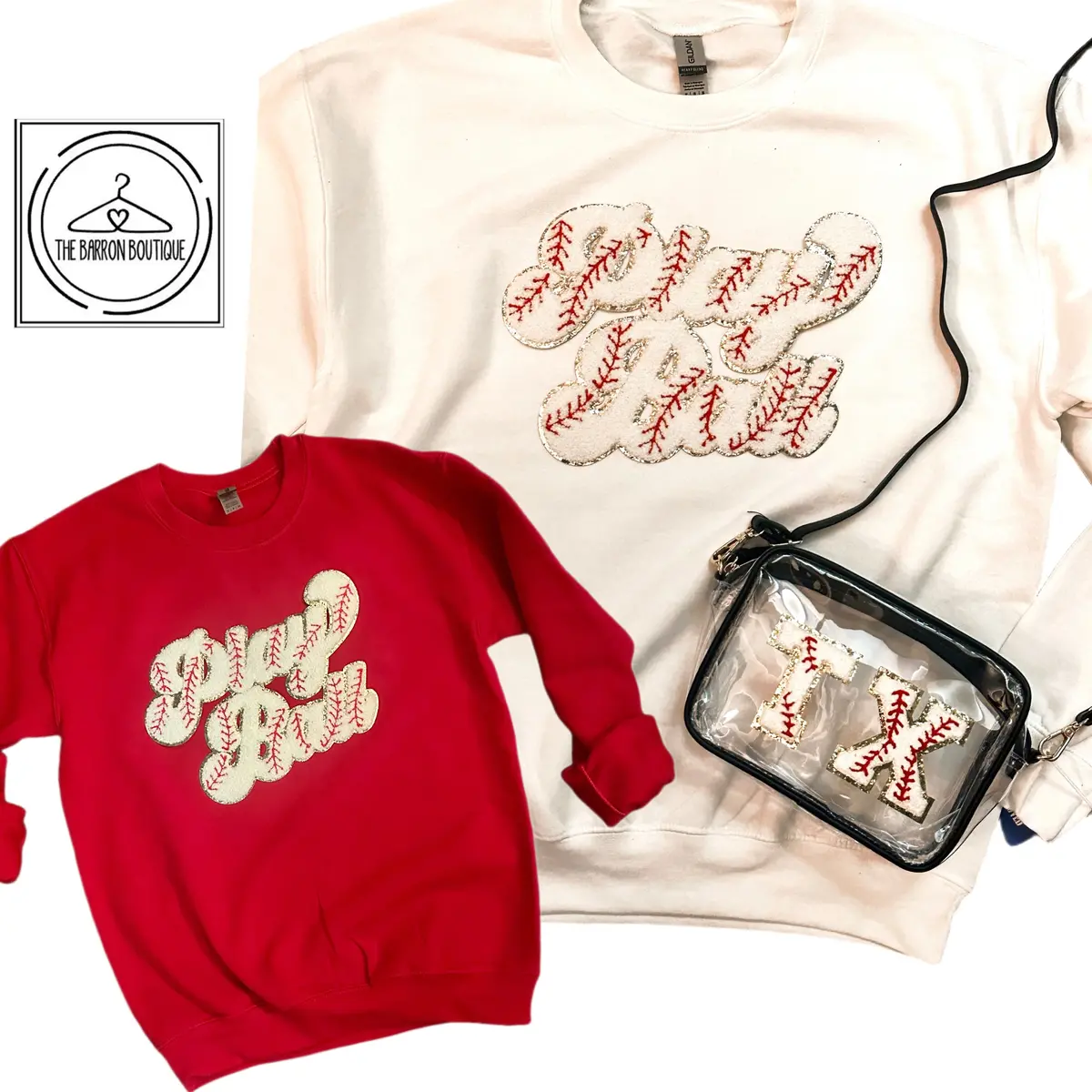 Play Ball Baseball Patch Sweatshirts (Various Colors) 1