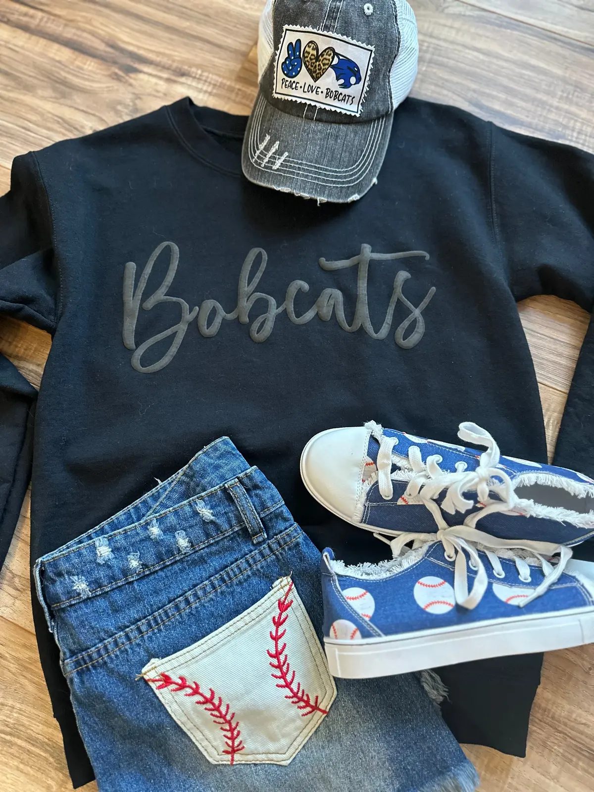 Black On Black Bobcats Puff Sweatshirt 1
