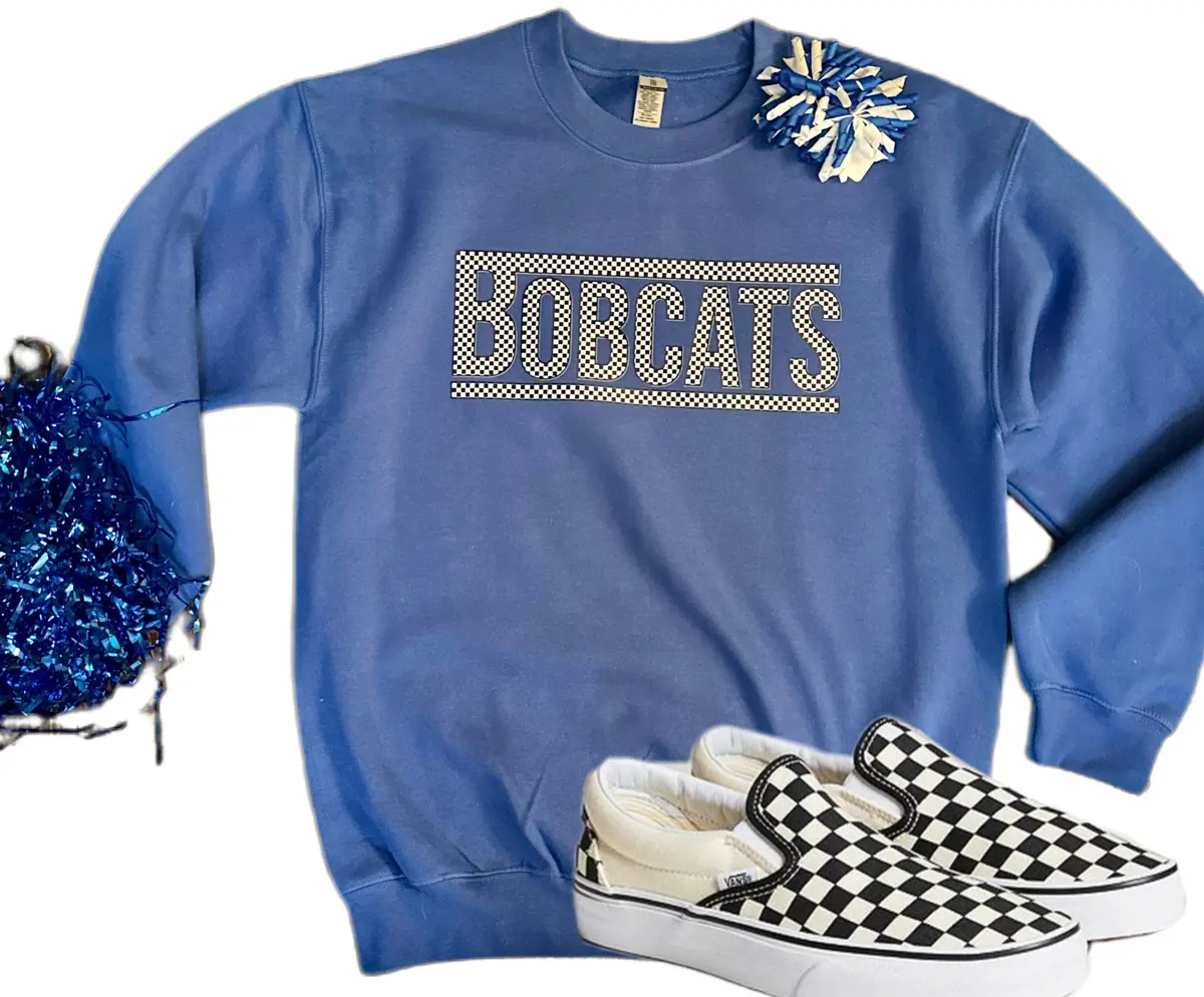 Checkered Bobcats Sweatshirt (Adult & Youth) 1