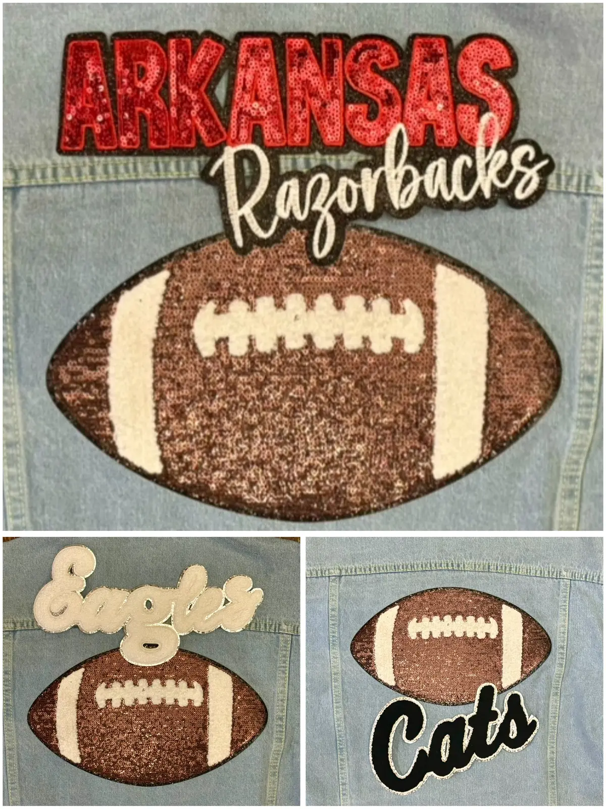 Sequined Football Patch Denim Jacket (Various Options) 1