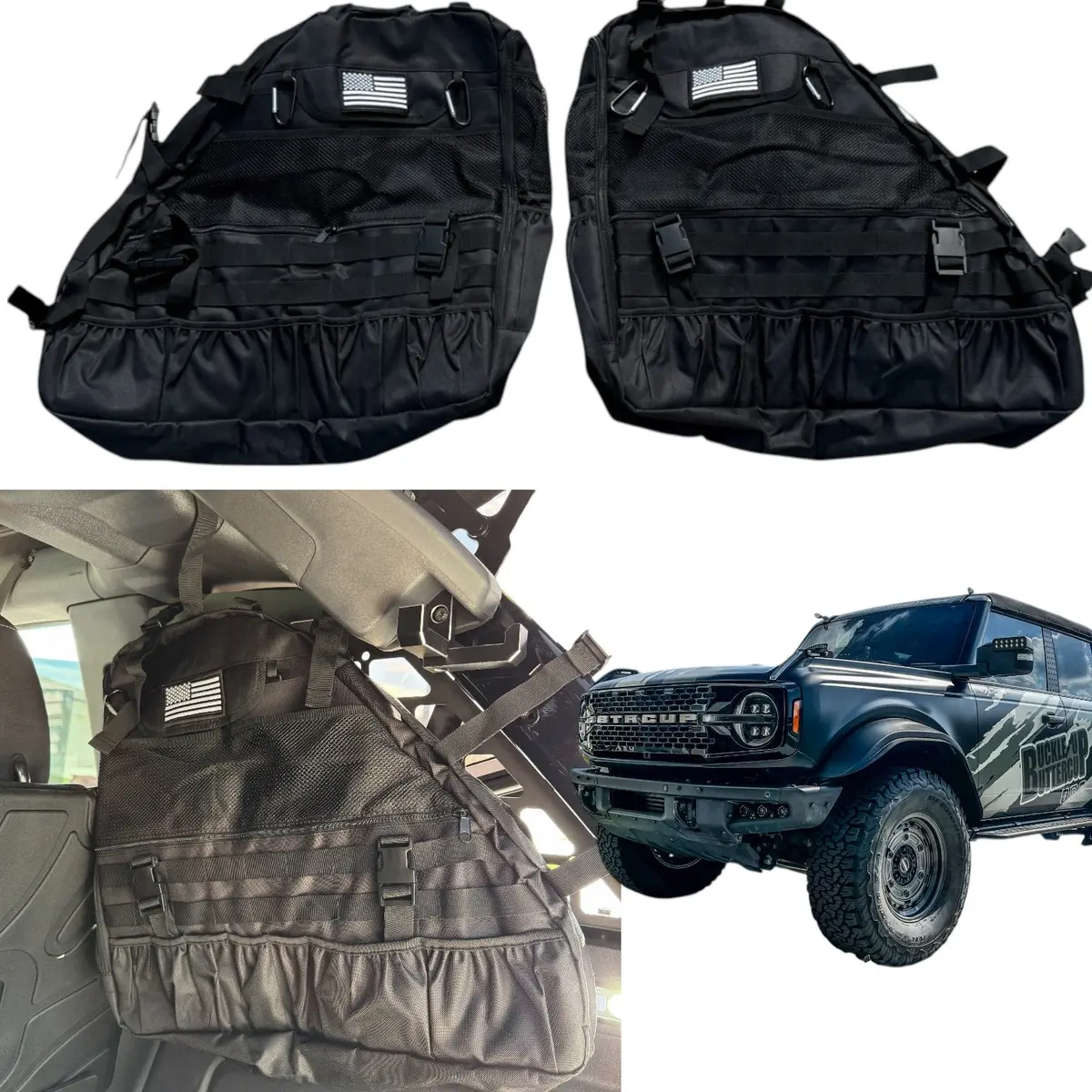 Bbm Xl Size Matters Roll Bar Storage Bag For 2021+ Ford Bronco Set Of 2 1