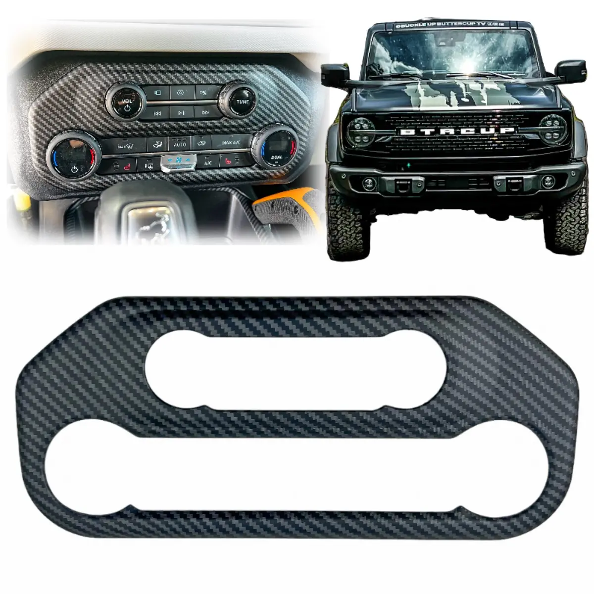 Bbm Center Console Control Panel Cover For 2021+ Ford Bronco Matte Carbon 1