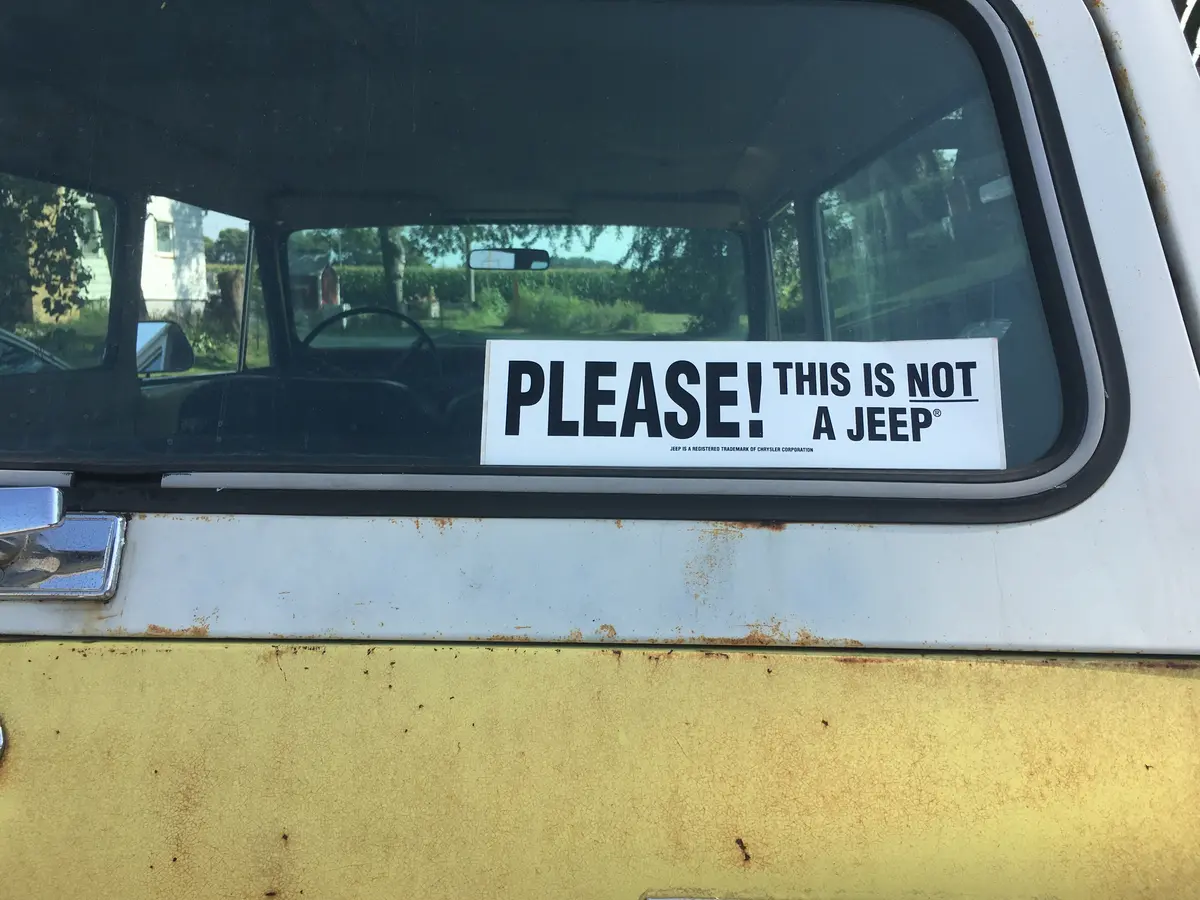 "Please! This Is Not A Jeep" Sticker 1