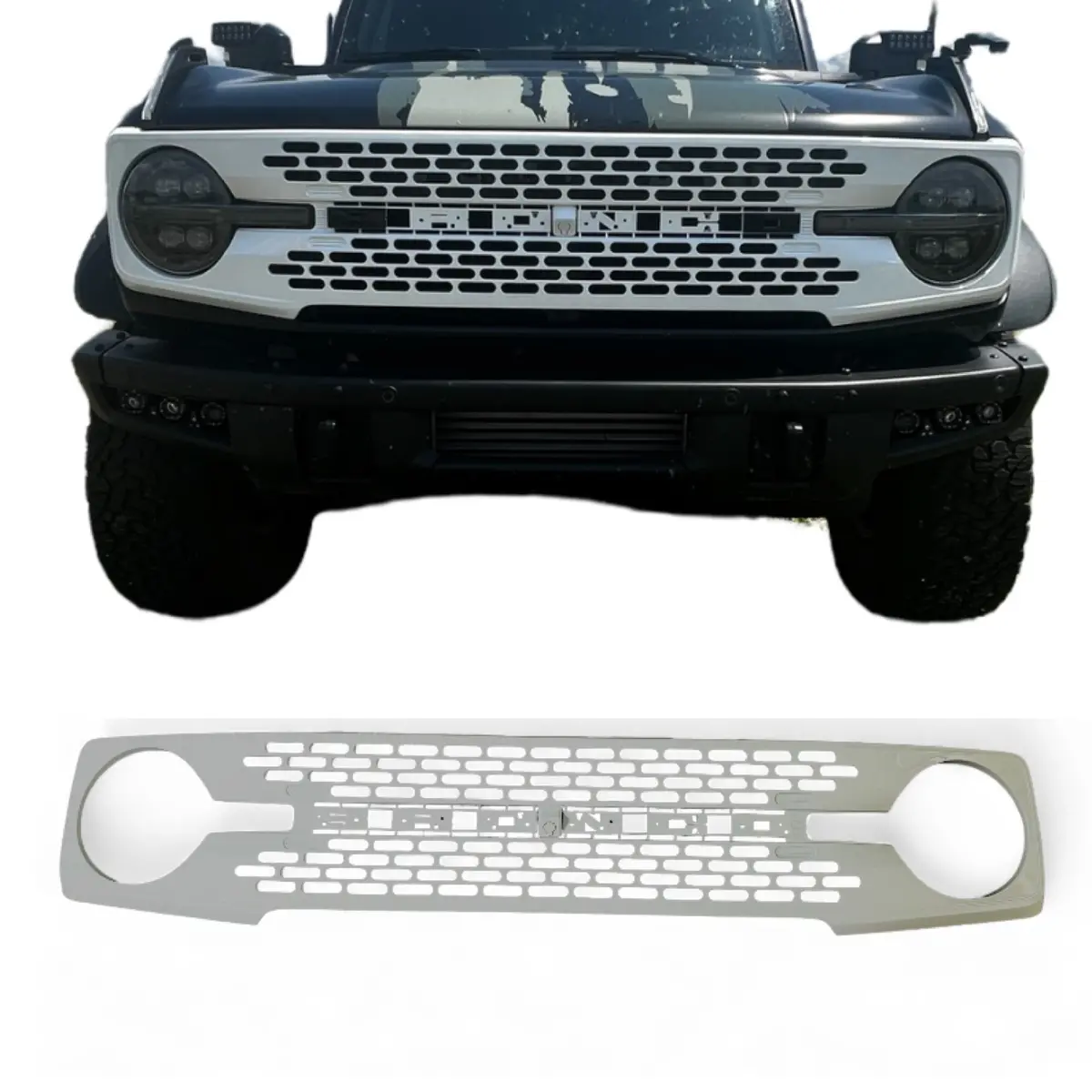 Bbm Gloss White Grille For 2021+ Ford Bronco (Badlands-Style) 1
