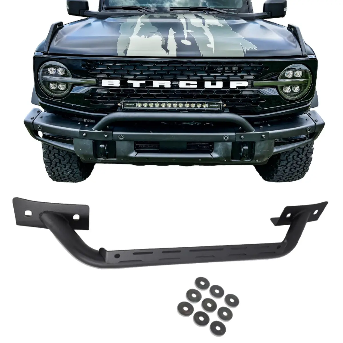 Bbm Mini Bull Bar With Light Mount For 2021+ Ford Bronco With Modular Bumper 1