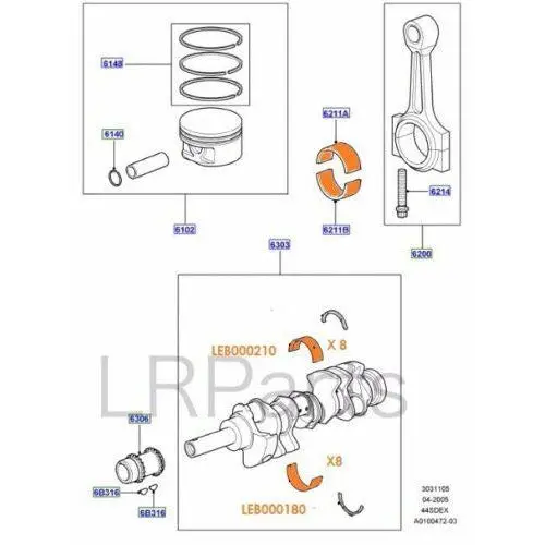 Std Crankshaft Main Bearing Set Leb000180 Leb000210 1