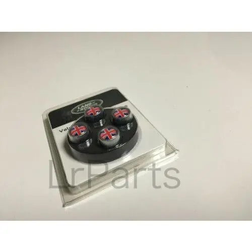 Tire Valve Cover Red & Blue Union Jack Design Set Genuine 2