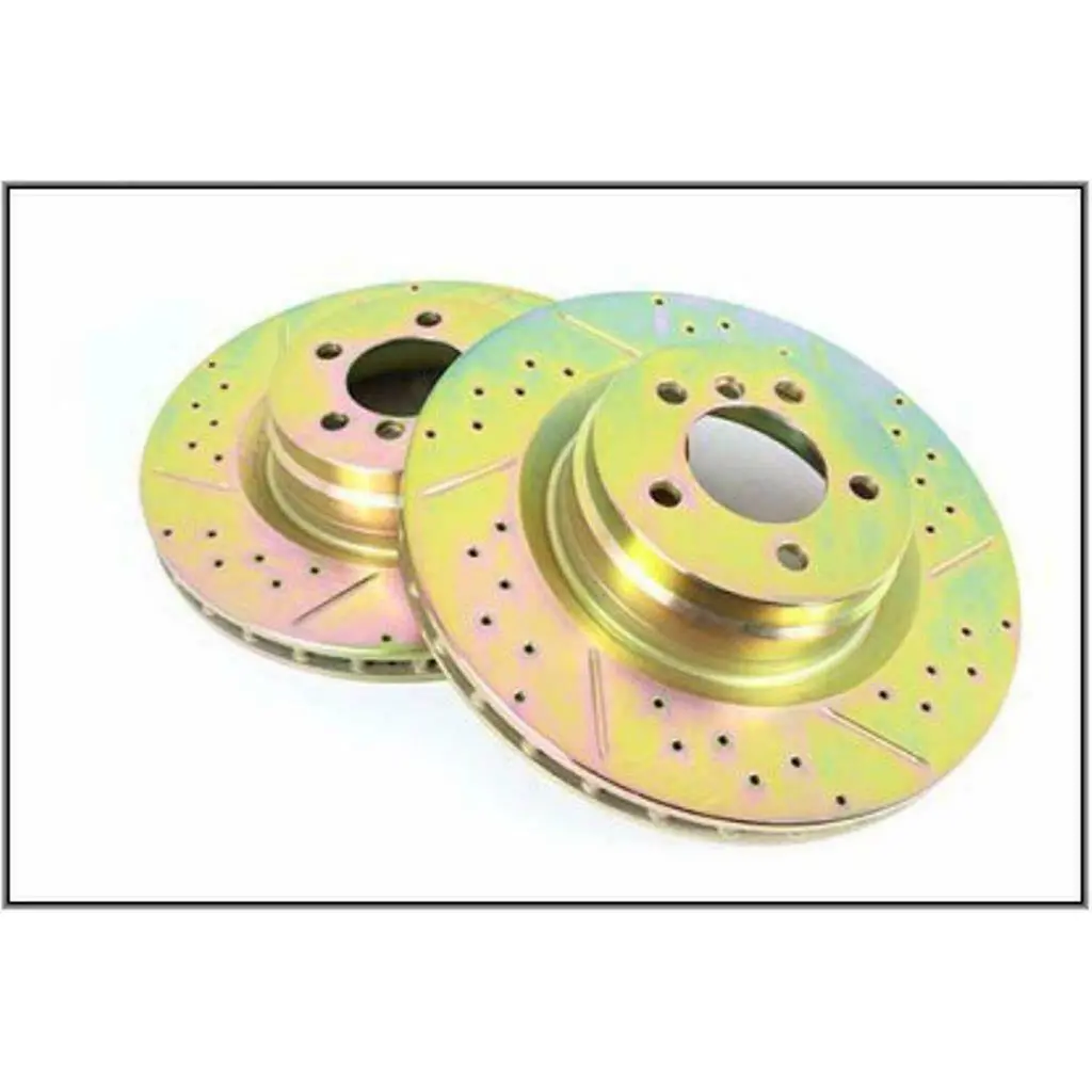 Front Drilled & Grooved Brake Rotor Disc Set 1