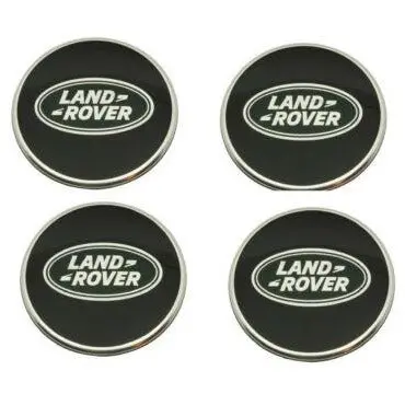 Black With Green Oval Polished Genuine Wheel Center Hub Caps Set 1