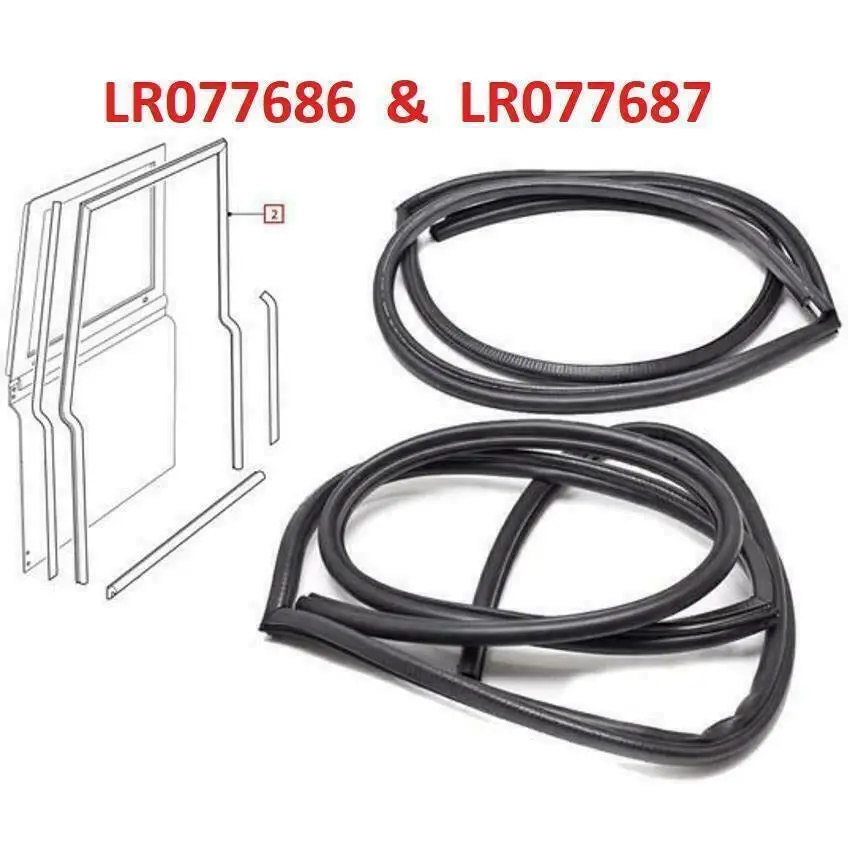 Pair Front Rubber Lhs & Rhs Door Weather Seals For Land Rover Defender New 1