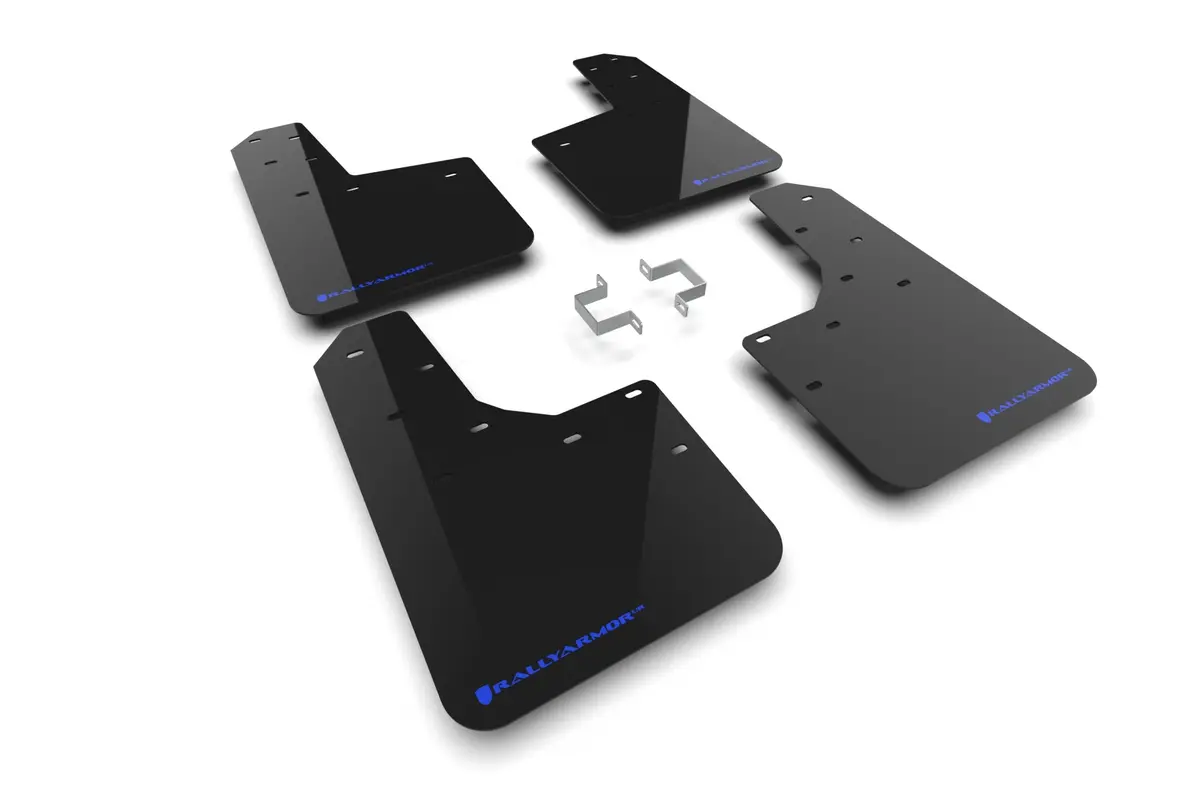 Rally Armor Mud Flaps With Black Flap & Blue Logo For 24+ Ford Ranger Raptor 1