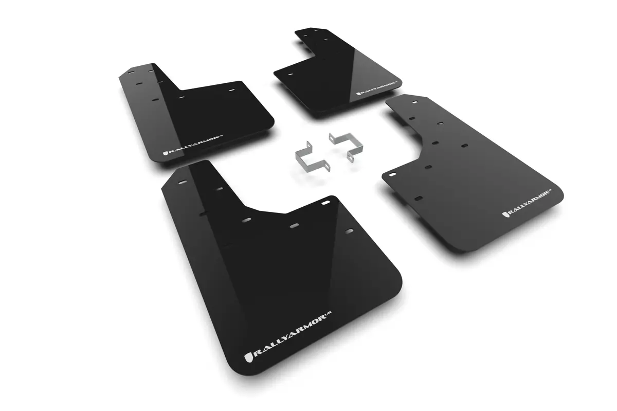 Rally Armor Mud Flaps With Black Flap & White Logo For 23+ Ford Ranger Raptor 1