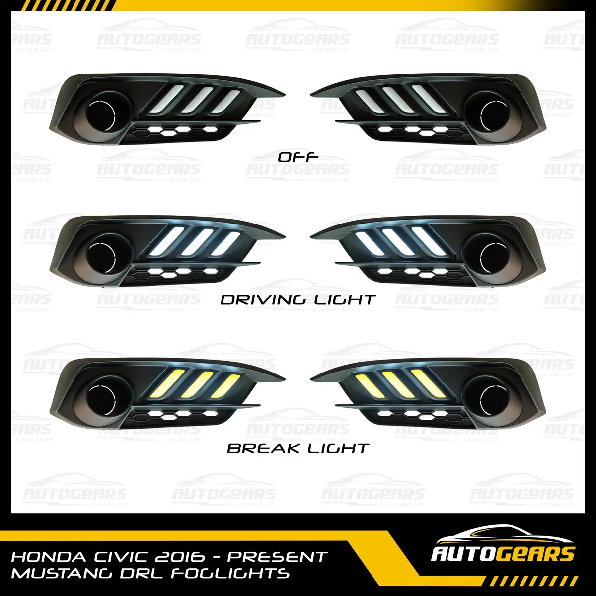 Honda Civic (2016 - 2021) Mustang Drl Foglights 1