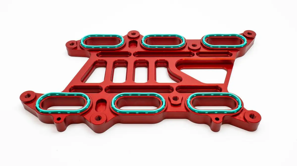 Boomba Racing Intake Manifold Spacer For 2.7L 2021+ Ford Bronco - Red 1
