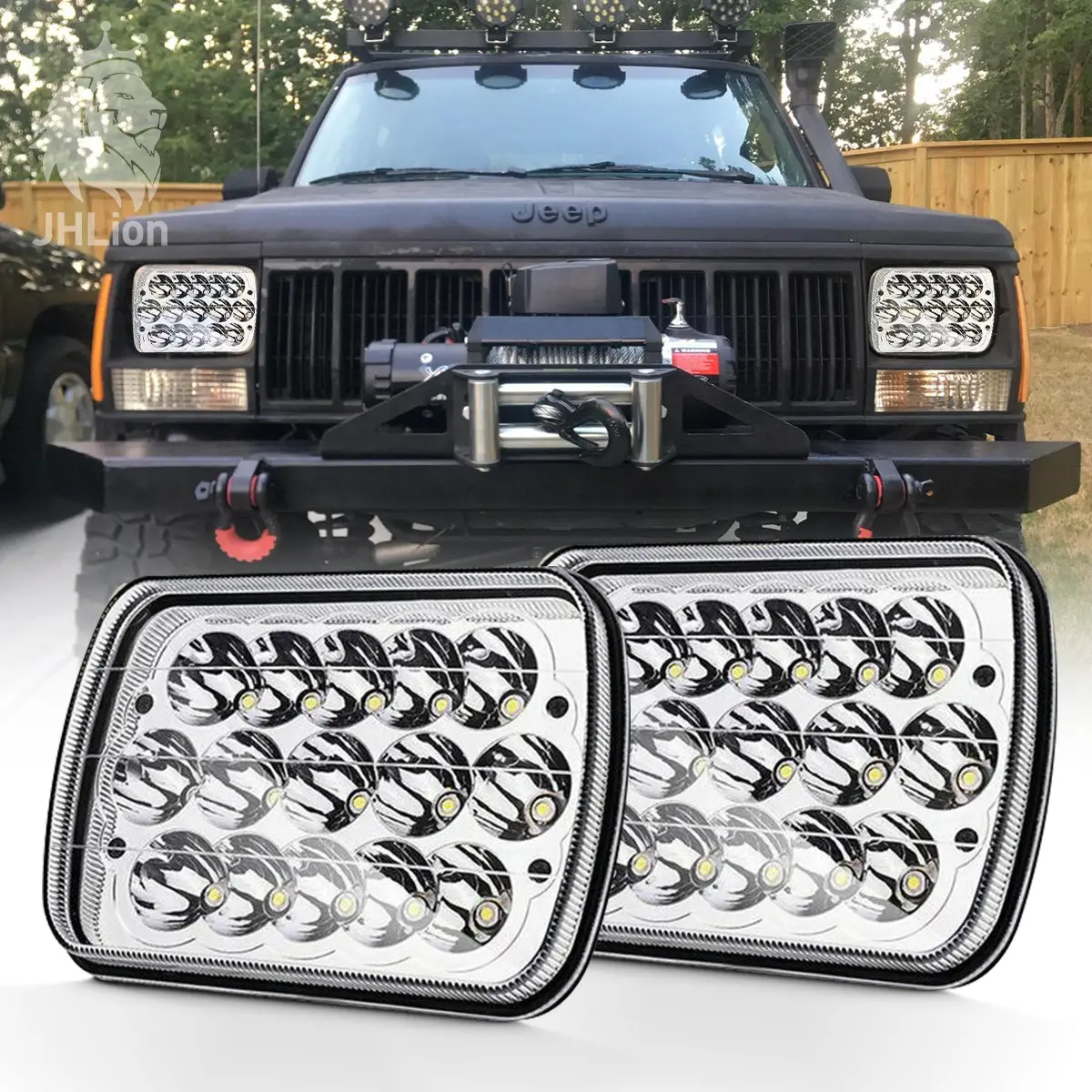 Pair H6054 7X6 5X7 Led Headlights Sealed Beam Hi/Low For Jeep Wrangler Yj Xj 1