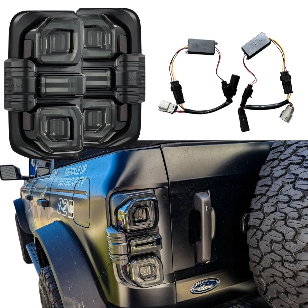 Alpharex Nova-Series Prismatic Led Tail Lights Alpha-Black For Signature Led 2021+ Ford Bronco 1